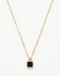 Square Onyx Pendant Necklace – Delicate Chain, Protection Stone