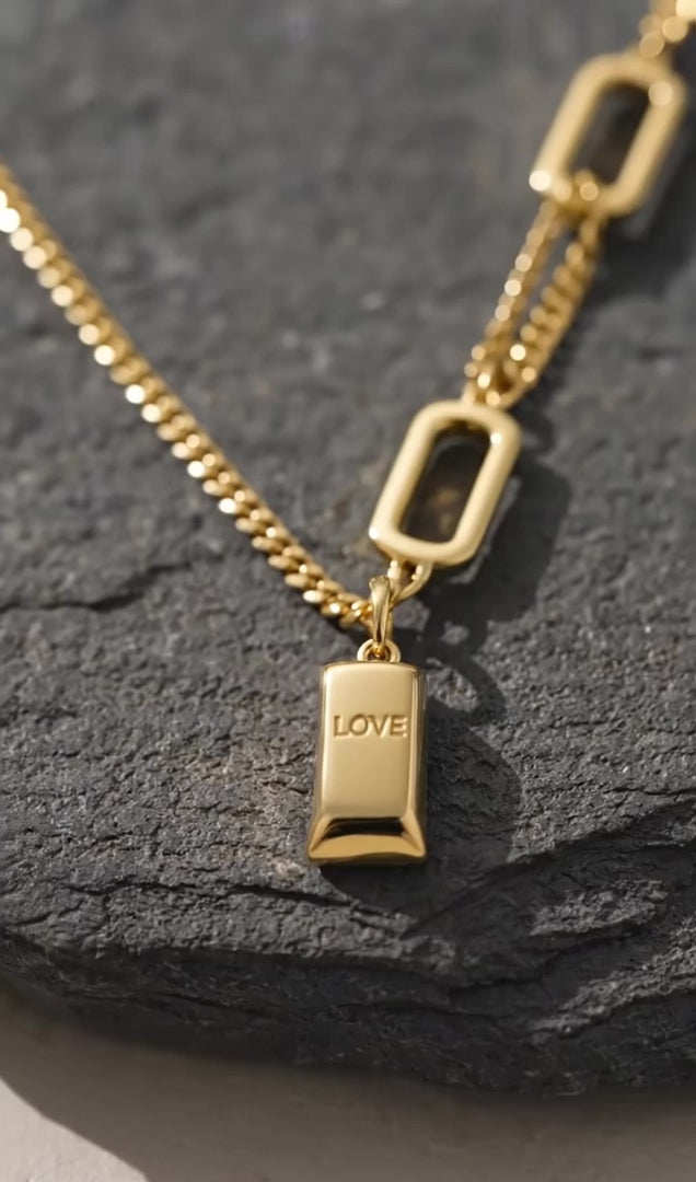 14k gold mini gold bar necklace